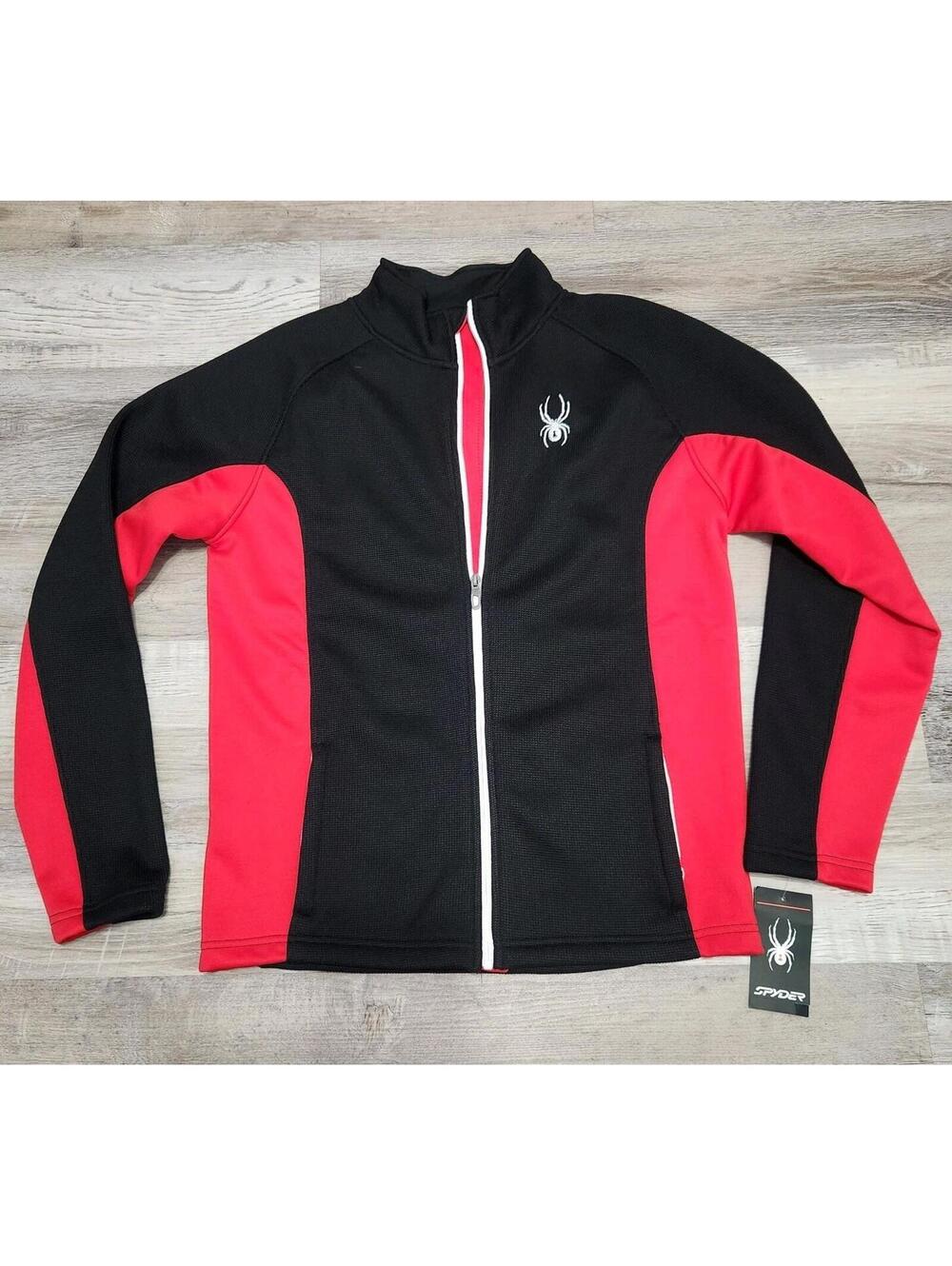 Mens Spyder Jacket NWT $129 Medium Red Black Full Zip Waffle Knit